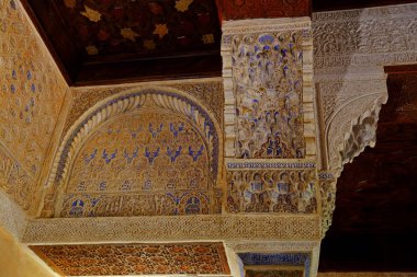  Alhambra Granada 'nın güzel Moorish tarzı tasarımı - Endülüs, İspanya, Avrupa