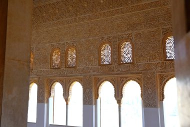  Alhambra Granada 'nın güzel Moorish tarzı tasarımı - Endülüs, İspanya, Avrupa