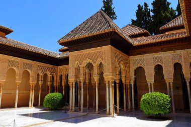  Alhambra Granada 'nın güzel Moorish tarzı tasarımı - Endülüs, İspanya, Avrupa