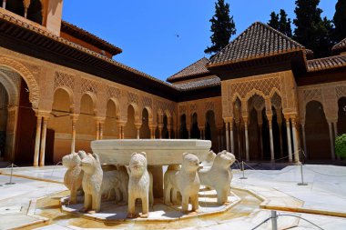 Alhambra Granada 'nın güzel Moorish tarzı tasarımı - Endülüs, İspanya, Avrupa