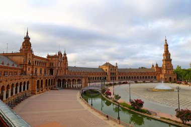 Scenic view of Beautiful architecture Plaza de Espana (Spainish Square) in Maria Luisa Park, Seville, Spain. clipart