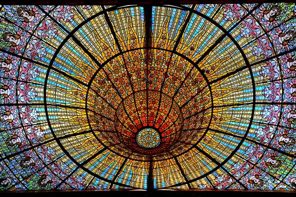 Palau de la Musica Catalana, modernist konser salonu mimar Lluis Domenech i Montaner tarafından tasarlandı Barcelona, Katalonya, İspanya 