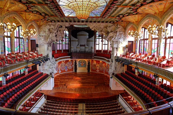 Palau de la Musica Catalana, modernist konser salonu mimar Lluis Domenech i Montaner tarafından tasarlandı Barcelona, Katalonya, İspanya 