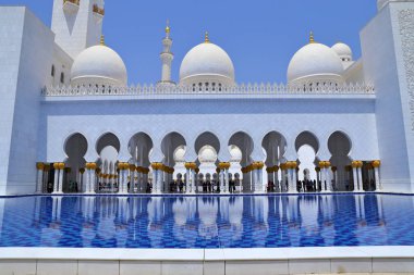 Abu Dhabi, United Arab Emirates- June 08, 2019: The Sheikh Zayed Grand Mosque Center SZGMC is the largest mosque in the UAE