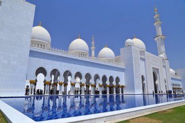 Abu Dhabi, United Arab Emirates- June 08, 2019: The Sheikh Zayed Grand Mosque Center SZGMC is the largest mosque in the UAE