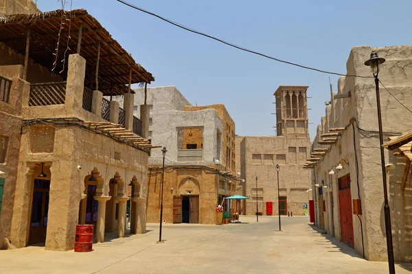 Old Dubai of buildings and traditional Arabian streets. Historical Al Fahidi neighborhood, Al Bastakiya in in Dubai.