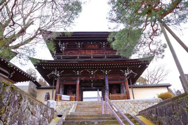 Hida-Takayama, Gifu, Takayama, Japonya 'daki geleneksel tapınak iyi korunmuş.