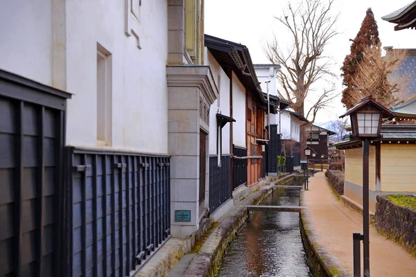 Αρχαία Ιαπωνικά Σπίτια Της Μικρής Πόλης Της Hida Furukawa Πόλη — Φωτογραφία Αρχείου