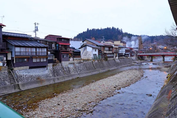 일본의 다카야마 다카야마의 지역에 전통적 주택들 보존되어 — 스톡 사진
