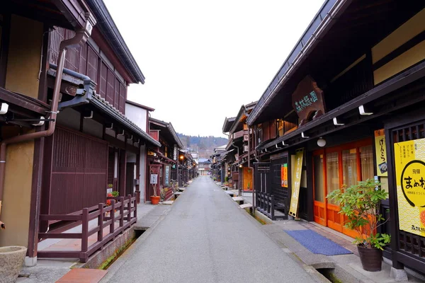 日本高山市Gifu市Hida Takayama老城区保存完好的传统木制房屋 — 图库照片