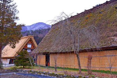  Shirakawa-go 'nun tarihi köyü. Shirakawa-go, Japonya 'nın Gifu ilindeki UNESCO Dünya Mirasları Listesi' nde yer alıyor..