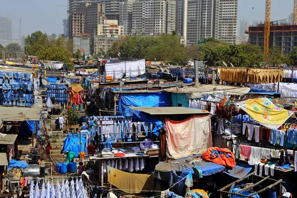 Mumbai India February 2019 Dhobi Ghat Open Air Laundry Next — Stock Photo, Image