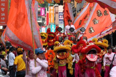 Taipei, Tayvan 12 Nisan 2014: Matsu Tapınağı Fuarı 'nda kutsal generaller geçit töreni