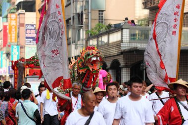 Taipei, Tayvan 12 Nisan 2014: Matsu Tapınağı Fuarı 'nda kutsal generaller geçit töreni