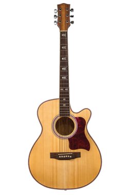 Beyaz arka plan üzerinde izole ahşap gitar sarı renk