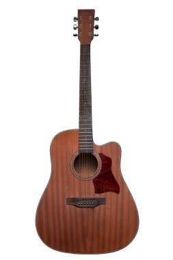 Beyaz arka plan üzerinde izole ahşap gitar kahverengi renk