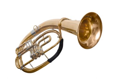 Klasik Rüzgar Müzik aleti bariton tuba beyaz arka plan üzerinde izole.