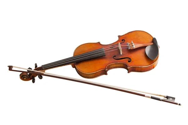 클래식 악기, 흰색 배경에 고립 된 오래 된 바이올린 — 스톡 사진
