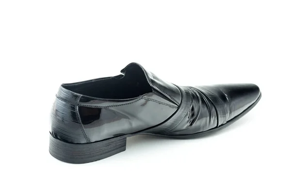 Чоловіче чорне патентне шкіряне взуття ізольоване на білому тлі — стокове фото