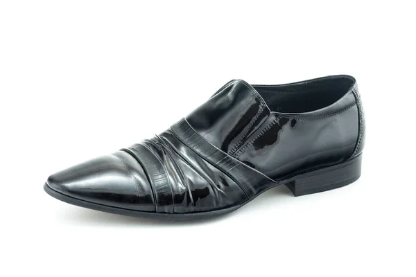 Beyaz arka plan üzerinde izole erkek siyah rugan Ayakkabı — Stok fotoğraf