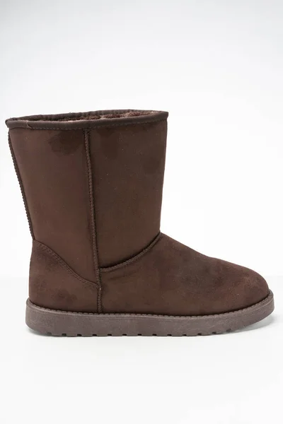 Frauen Warme Winterschuhe Ugg Boots Braun Auf Weißem Hintergrund — Stockfoto