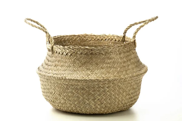 Wicker Basket Isolated White Background — Stock Photo, Image