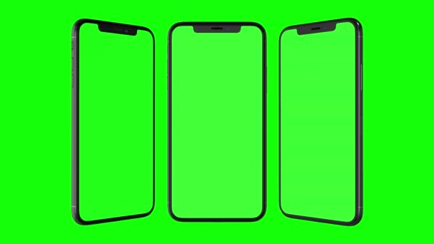 Isolerade Smart telefon med grön skärm — Stockvideo