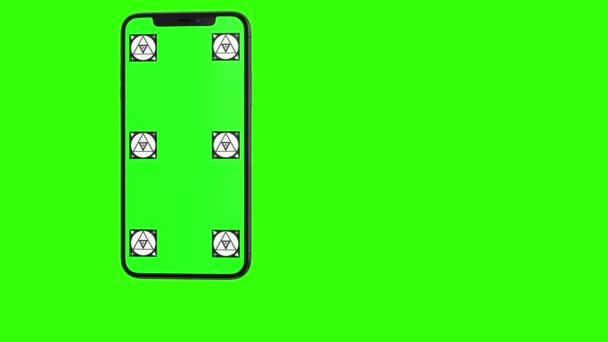Isolerade Smart telefon med grön skärm — Stockvideo