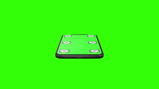 Teléfono inteligente aislado con pantalla verde — Vídeo de stock