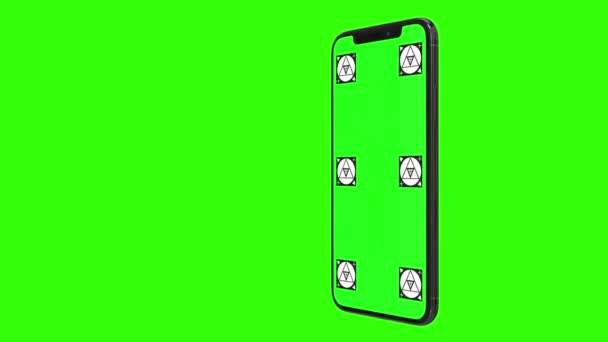 Teléfono inteligente aislado con pantalla verde — Vídeo de stock