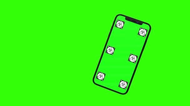 Teléfono inteligente aislado con pantalla verde — Vídeo de stock