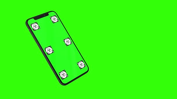 Isoliertes Smartphone mit grünem Bildschirm — Stockvideo