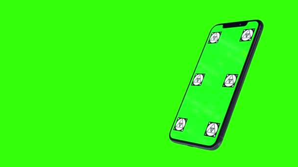 Smart Phone isolato con schermo verde — Video Stock