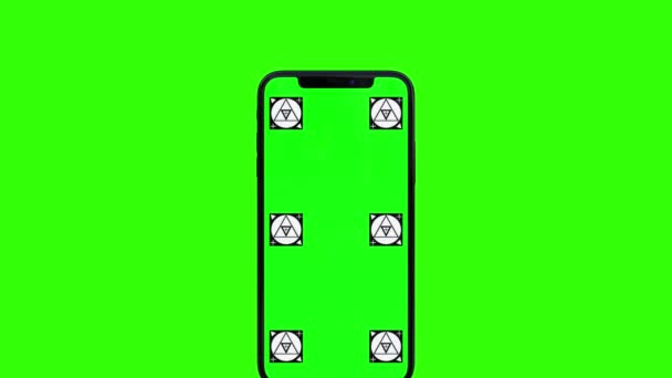 Isoliertes Smartphone mit grünem Bildschirm — Stockvideo
