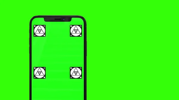 Telefone inteligente isolado com tela verde — Fotografia de Stock
