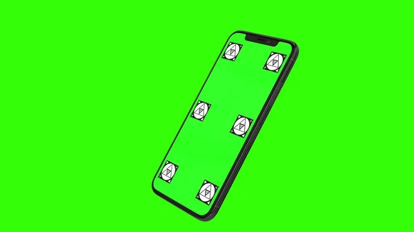 Teléfono inteligente aislado con pantalla verde — Foto de Stock