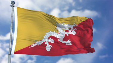 Mavi bir gökyüzü Bhutan bayrağı