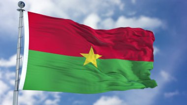 Burkina Faso bayrak mavi gökyüzünde