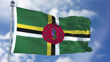 Mavi bir gökyüzü Dominika bayrağı