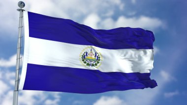 El Salvador bayrak mavi gökyüzünde