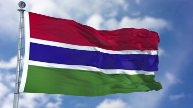 Mavi bir gökyüzü Gambiya bayrağı