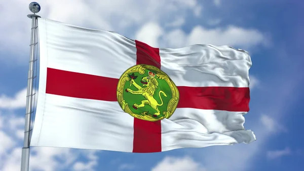 Bandeira de Alderney em um céu azul — Fotografia de Stock
