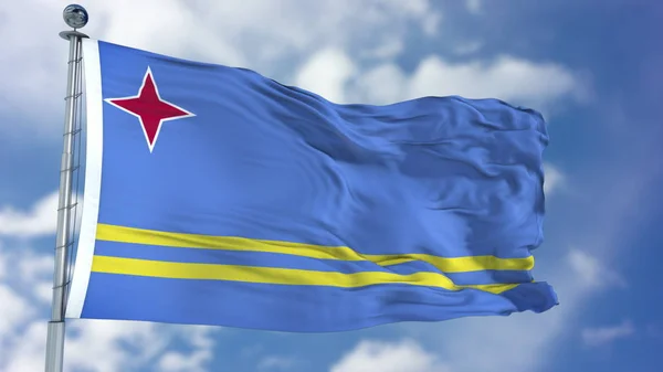 Aruba Flag in a Blue Sky — Stock Photo, Image