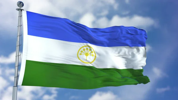 Flaga Baszkirii w błękitne niebo — Zdjęcie stockowe