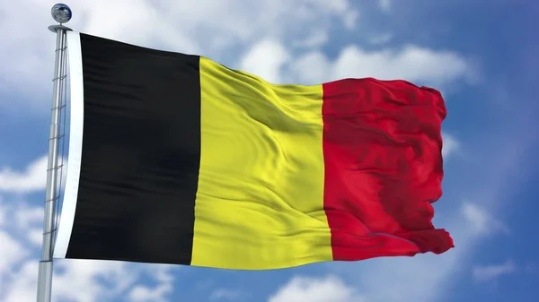 Drapeau de Belgique dans un ciel bleu — Photo