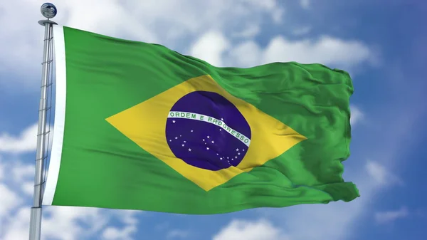 Bandera brasileña en un cielo azul —  Fotos de Stock