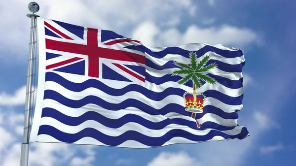 พื้นที่มหาสมุทรอินเดียอังกฤษ ธงในท้องฟ้าสีฟ้า — ภาพถ่ายสต็อก