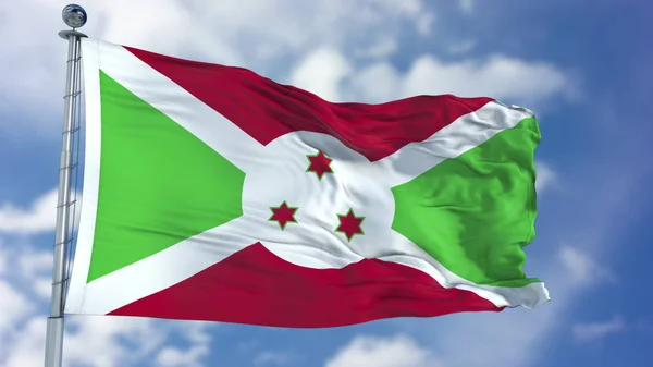 Σημαία του Μπουρούντι σε ένα καταγάλανο ουρανό — Φωτογραφία Αρχείου