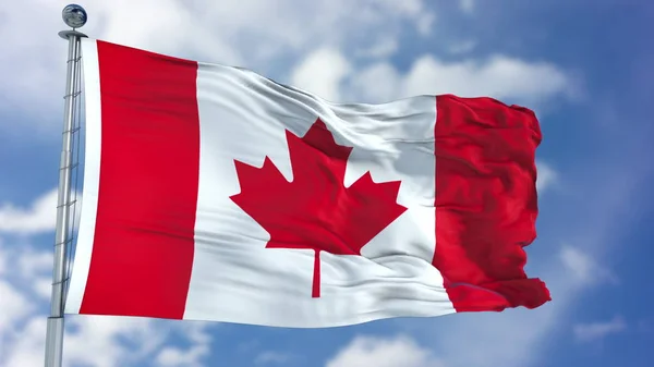 Bandeira do Canadá em um céu azul — Fotografia de Stock