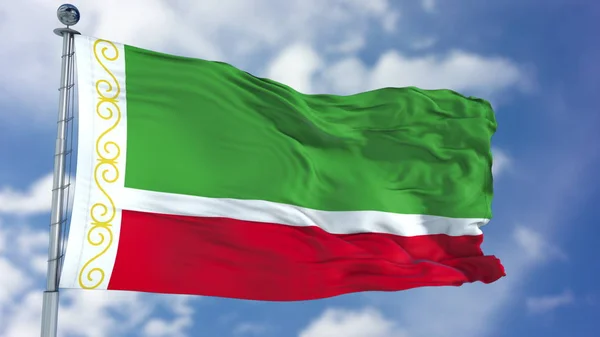 青い空にチェチェン共和国の国旗 — ストック写真